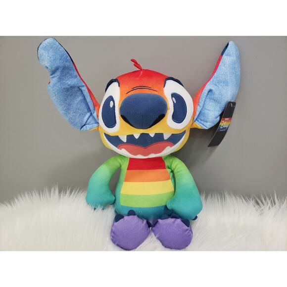 RARE - NEW Disney‎ Pride Rainbow Large 17-inch Plush Stuffed Animal Stitch - Picture 1 of 7